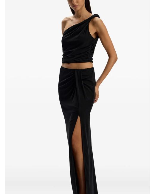 12 STOREEZ Gedrapeerde Maxi-Rok in het Black