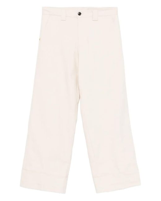 Pantalones con cierre de botón White Sand de color White