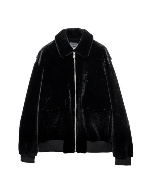 Prada Black Shearling Bomber Jacket for men