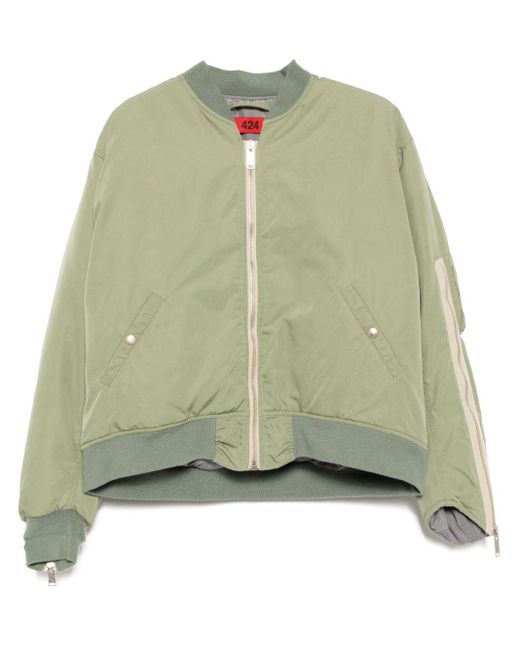 424 Green Zip-Up Bomber Jacket for men