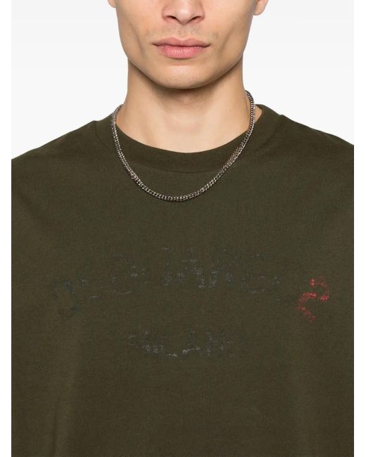 DSquared² Green Logo-Print T-Shirt for men