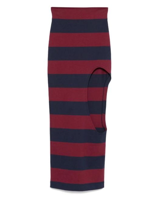 A.W.A.K.E. MODE Red Striped Maxi Skirt