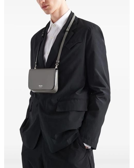 Prada Black Notched-Lapels Single-Breasted Blazer for men