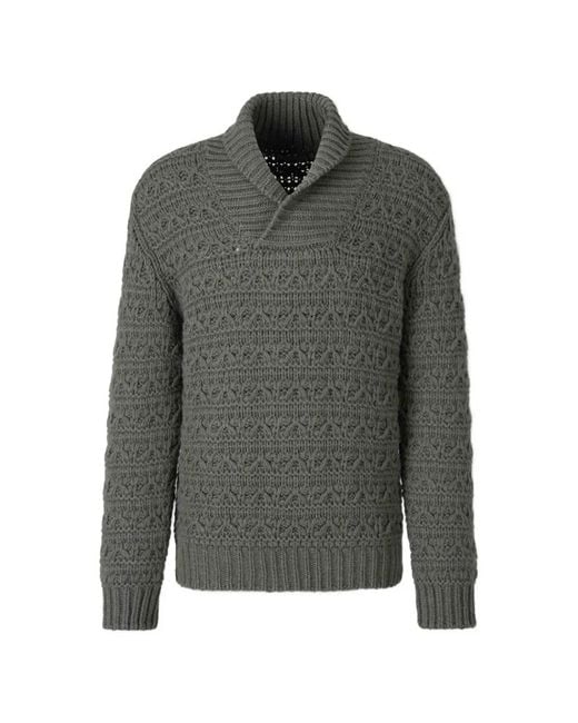 Canali Gray Cable-Knit Sweater for men