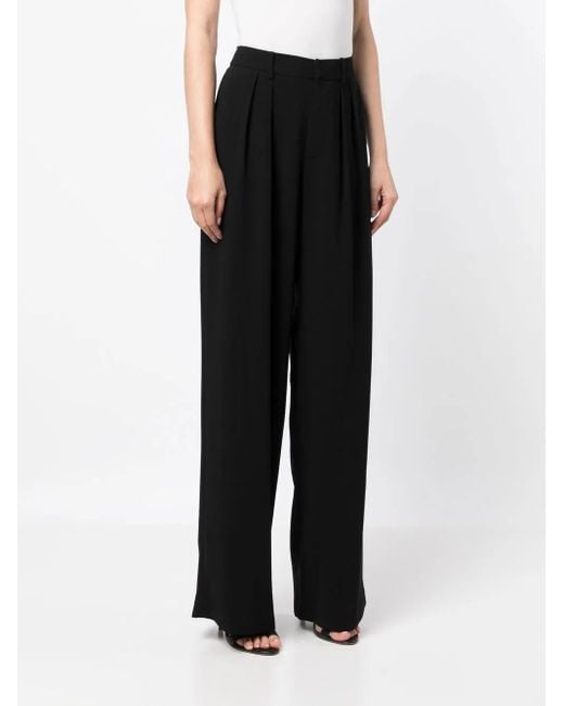 Alice + Olivia Black Pleat-Detail Wide-Leg Pants