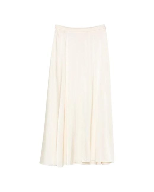 Forte_forte White Satin-Finish Elasticated-Waist Midi Skirt