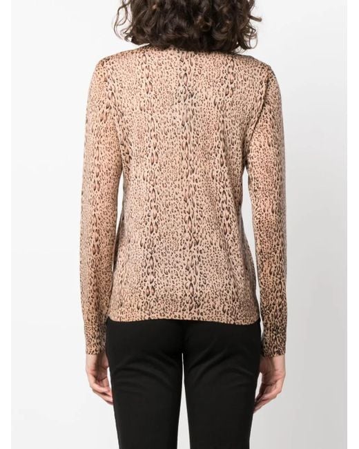 Twinset Brown Leopard-Print Fine-Knit Jumper
