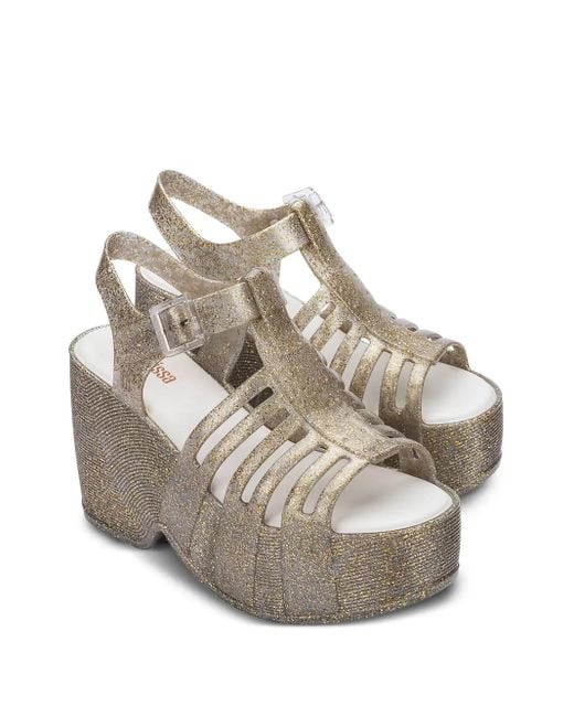 Melissa Natural 100Mm Glitter Platform Sandals