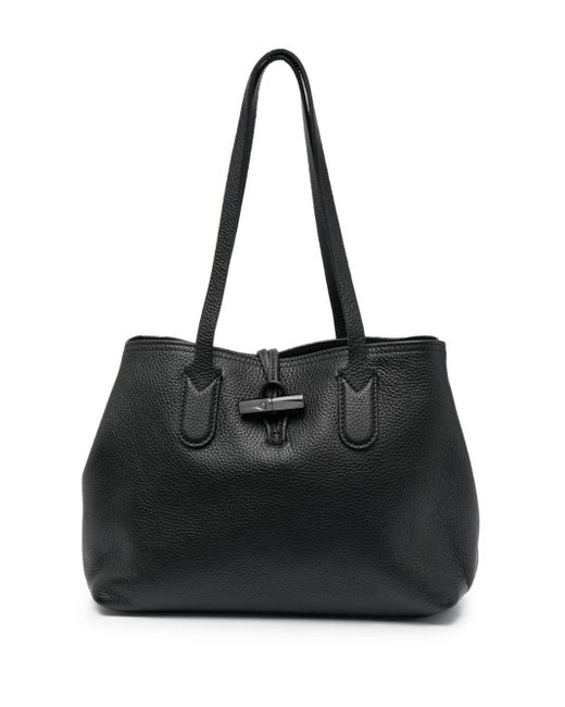 Longchamp Black Roseau Essential Leather Tote Bag