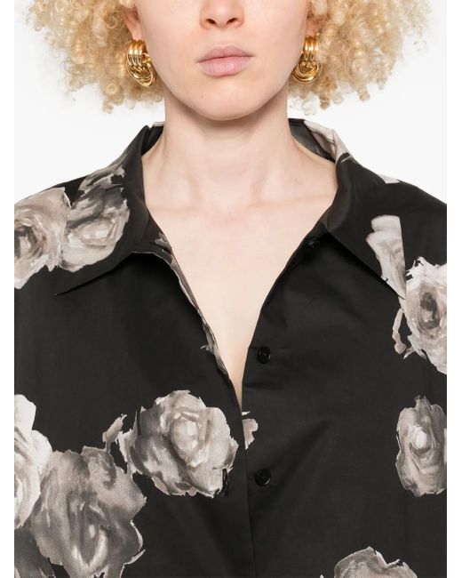 Liviana Conti Black Floral-Print Shirt