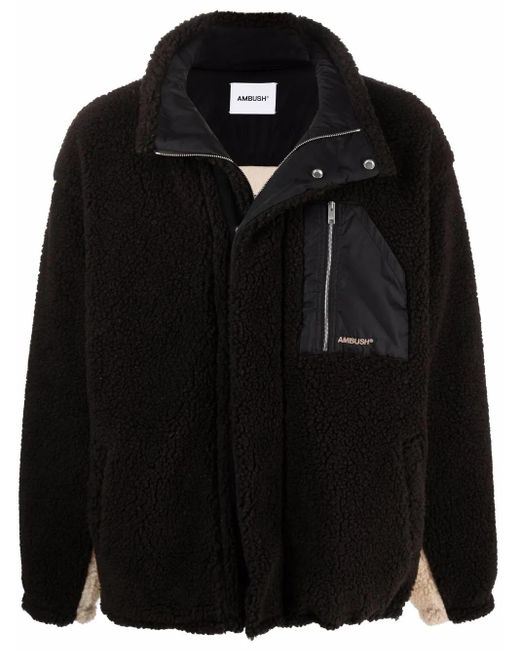 Ambush Black Panelled Sherpa Jacket for men