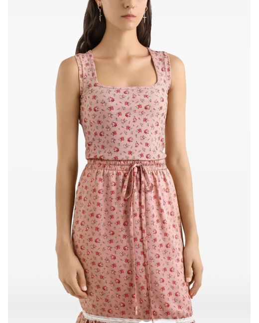 Dolce & Gabbana Pink Floral-Print Tank Top
