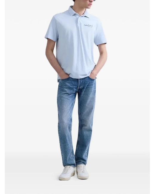 Replay Blue Faded-Effect Logo-Patch Jeans for men