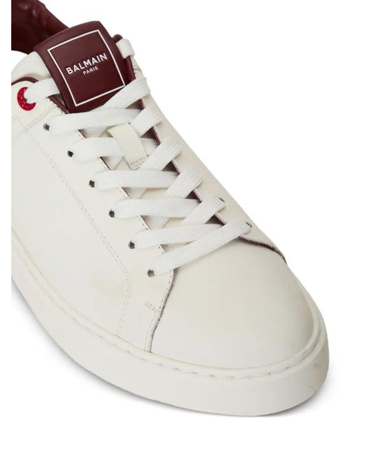 Balmain White B-Court Smooth Leather Trainers