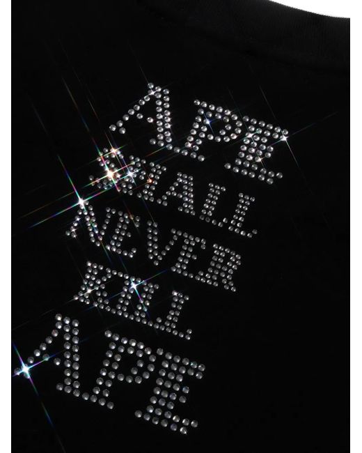 A Bathing Ape Black Rhinestone-Embellished Logo T-Shirt for men