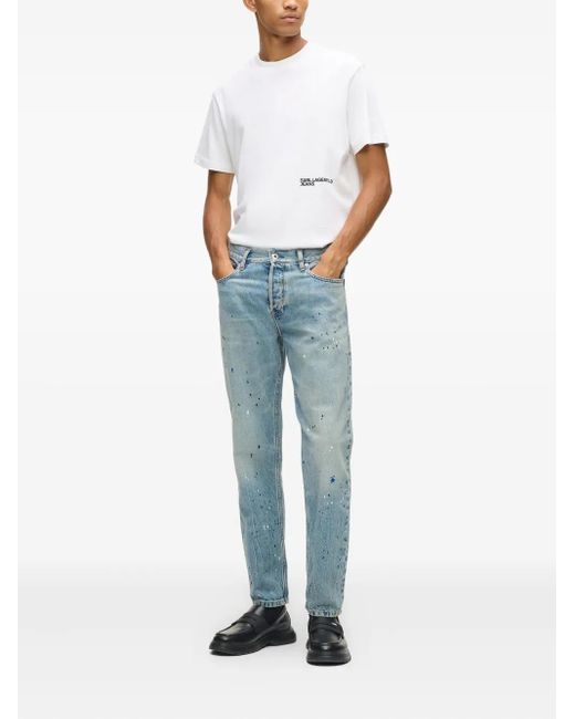 Karl Lagerfeld Blue Logo-Patch Jeans for men