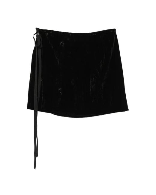Ann Demeulemeester Black Velvet Wrap Skirt