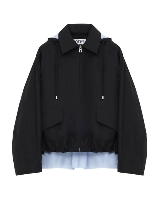 Loewe Parka Met Capuchon En Rits in het Black