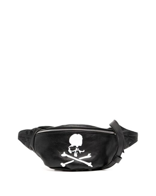 MASTERMIND WORLD Black Leather Belt Bag for men