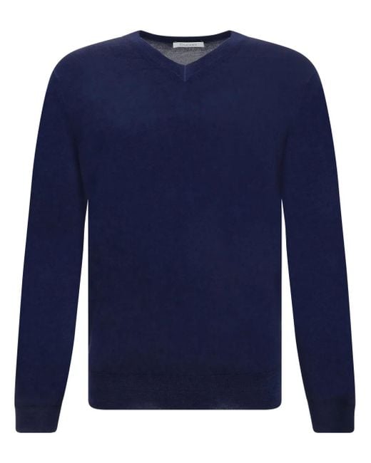 Cruciani Blue V-Neck Jumper for men