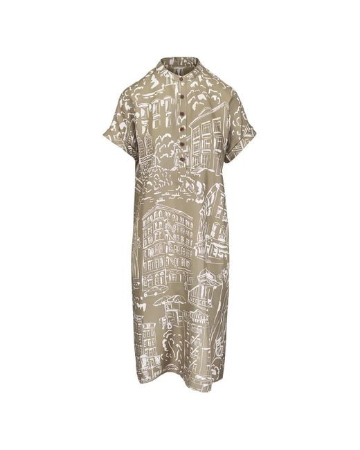 Lafayette 148 New York White Print Short-Sleeve Dress