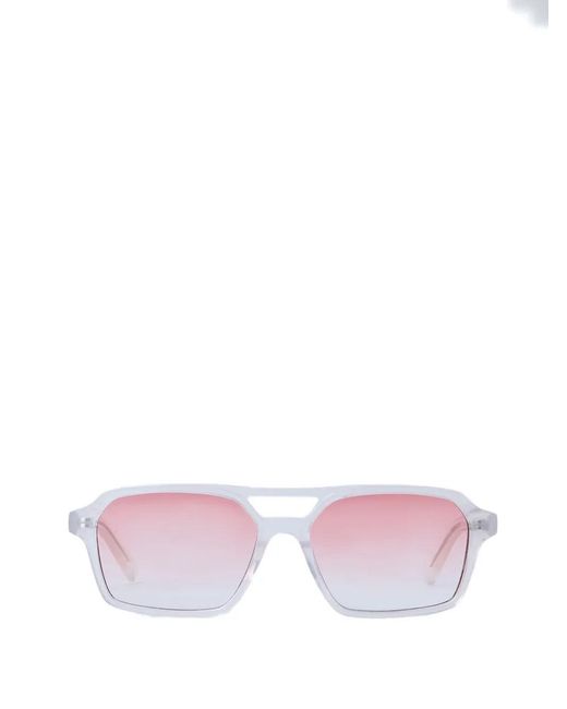 Retrosuperfuture Pink Transparent-Frame Square Sunglasses