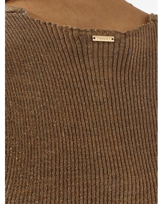 Twinset Multicolor Haut En Maille De Lin Avec Lurex