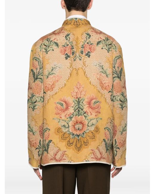 Valentino Garavani Metallic Floral-Print Frog-Closure Jacket for men