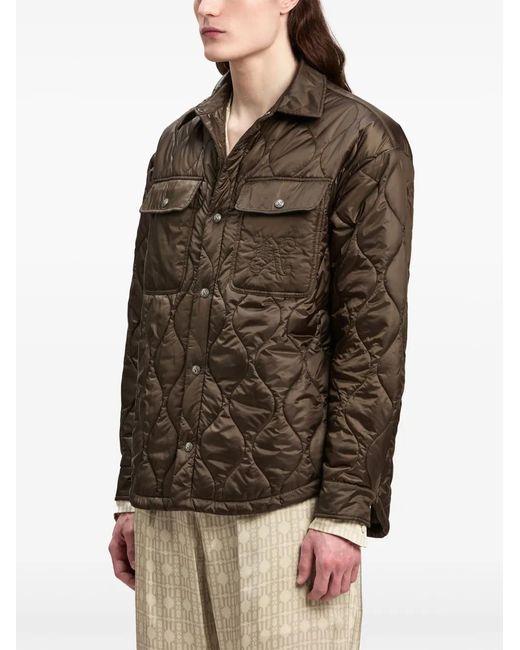 Palm Angels Brown Logo-Embroidered Quilted Jacket for men