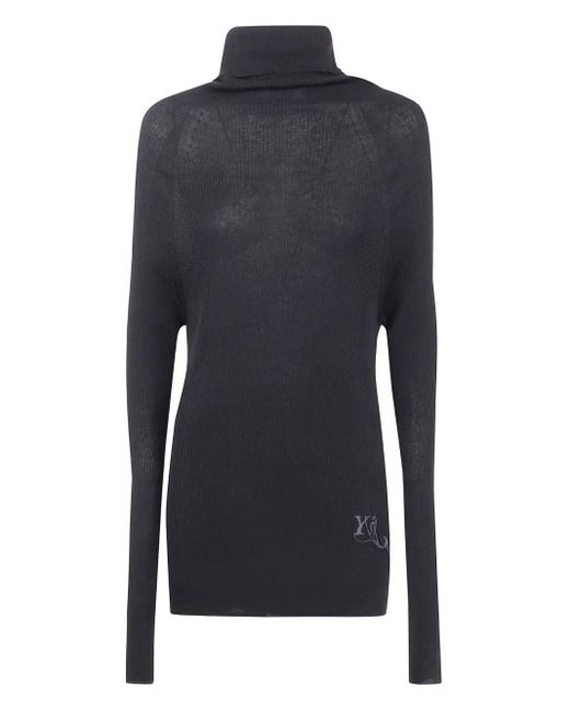 Maglione A Collo Alto Con Ricamo di Y's Yohji Yamamoto in Blue