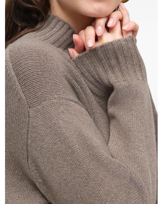 Chinti & Parker Brown Ribbed-Knit Crossover-Neck Sweater
