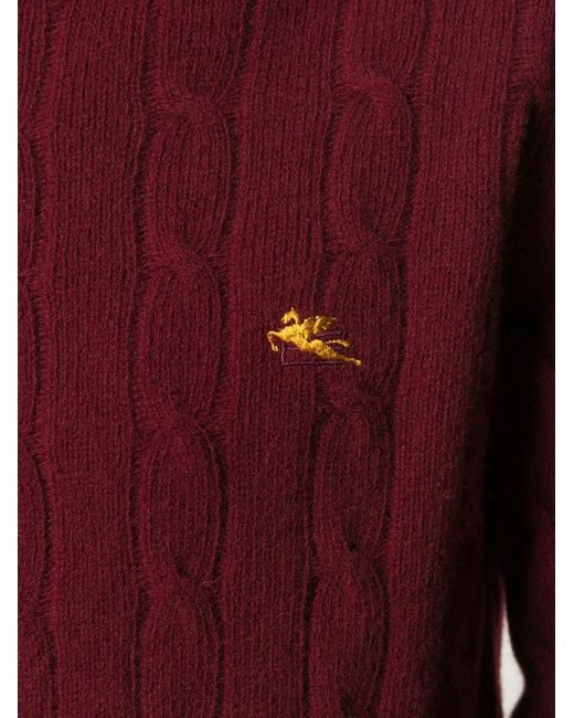 Mens red cable knit jumper Clearance