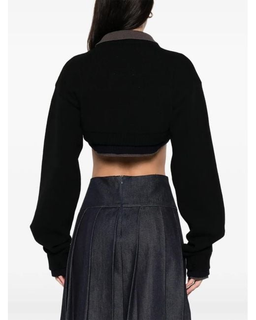 Maison Mihara Yasuhiro Black Cropped-Pullover Im Layering-Look