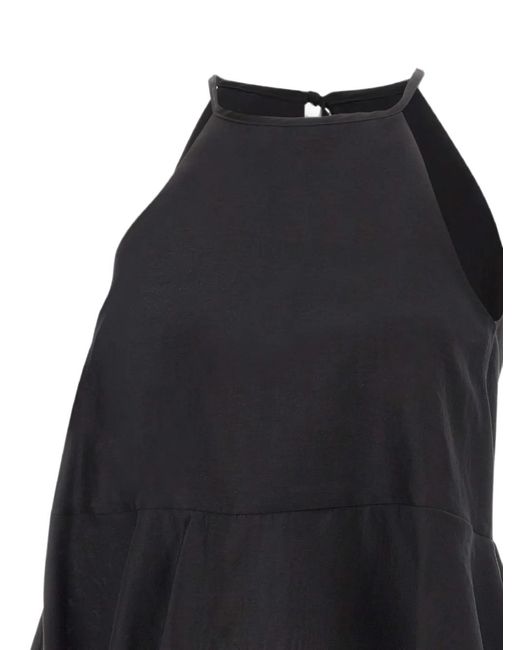 Kaos Black Ruffled Sleeveless Top
