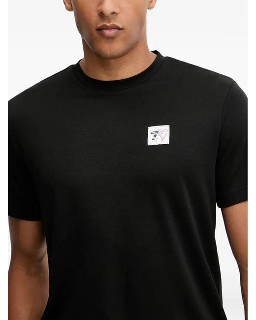 EA7 Black Logo-Patch T-Shirt for men