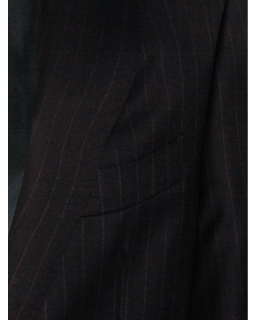 Canali Black Stripe-Pattern Wool Suit for men