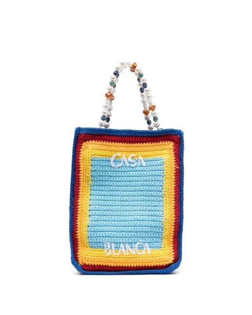 CASABLANCA Blue Atlantis Beaded Crochet Bag