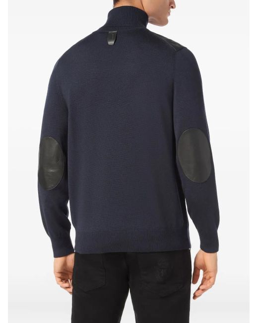 Billionaire Blue Turtle-Neck Jumper for men