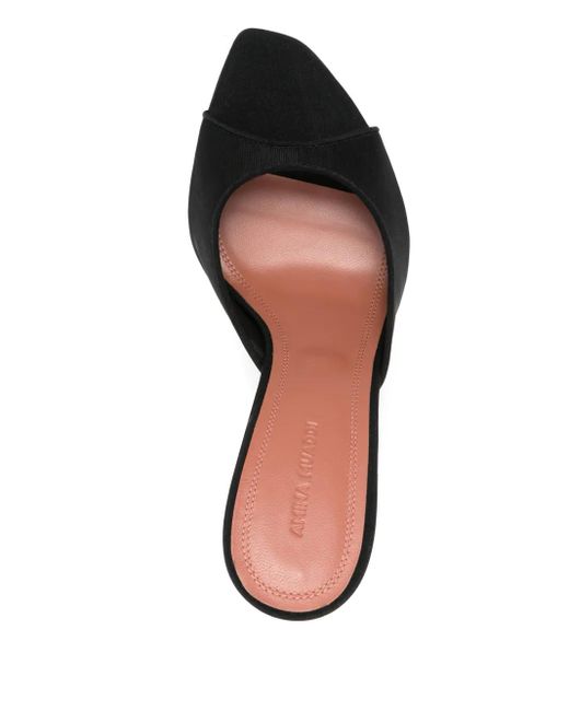 AMINA MUADDI Black Mesh And Nappa Leather Alexa Mesh Slipper 95 With Oblique Almond Toe.<Br