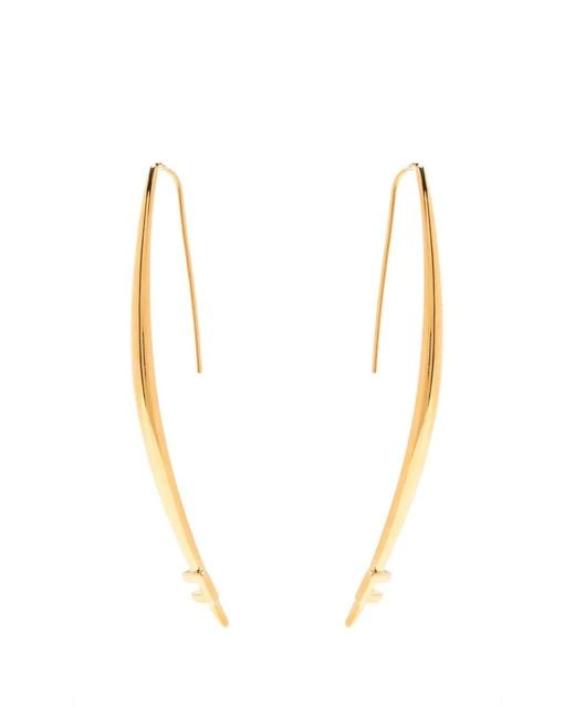 Elisabetta Franchi White Logo-Plaque Drop Earrings