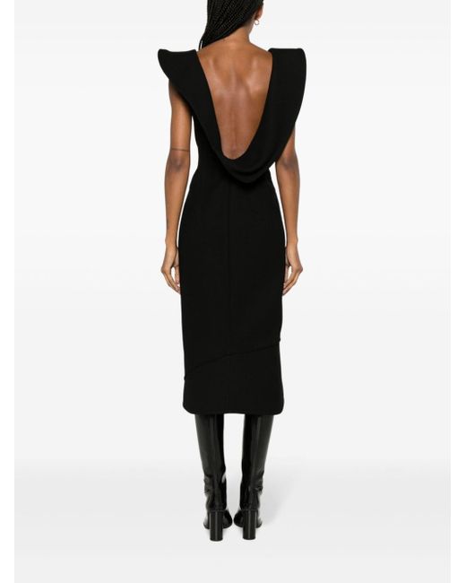 Robe mi-longue à design structuré Bottega Veneta en coloris Black