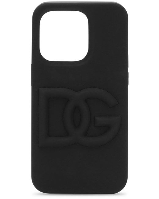 Dolce & Gabbana Black Logo-embossed Rubber Iphone 14 Pro Case for men