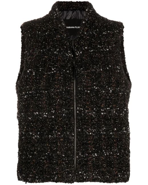 Fabiana Filippi Black Padded Bouclé Gilet