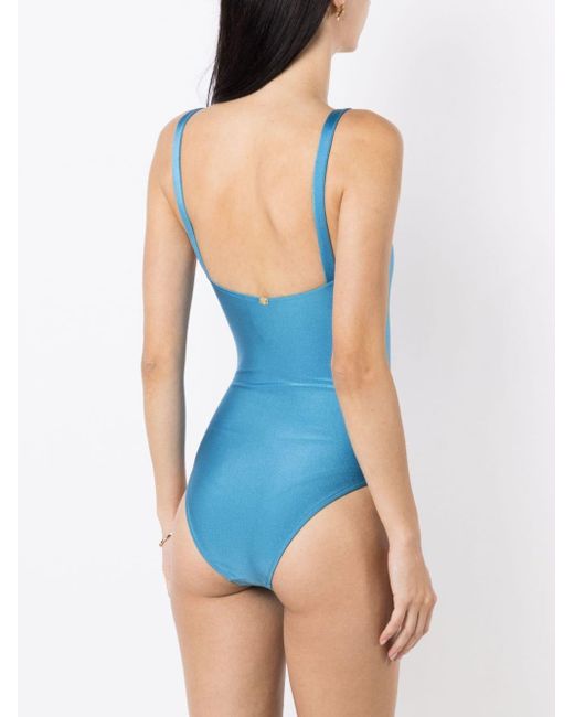 Adriana Degreas Blue Bead-embellished Swimsuit