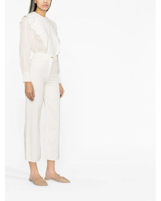Elisabetta Franchi White High-Waisted Cropped Jeans