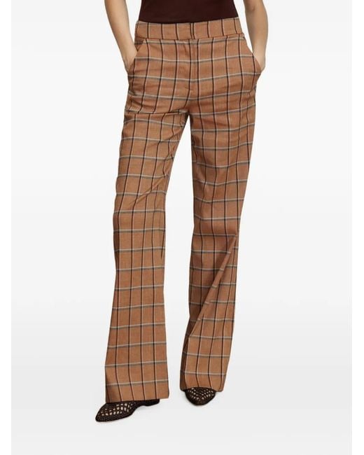 Veronica Beard Natural Tonelli Check-Pattern Trousers