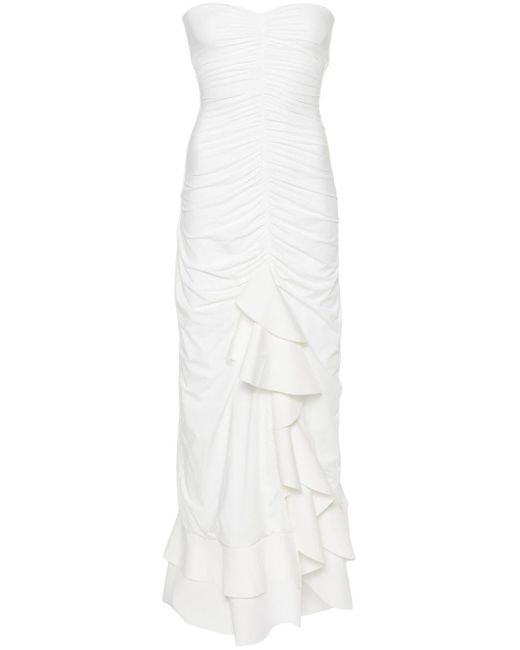 Maygel Coronel White Carelia Ruched-detail Dress