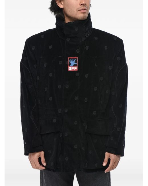 Off-White c/o Virgil Abloh Black Hands Off Embroidered Velour Jacket for men