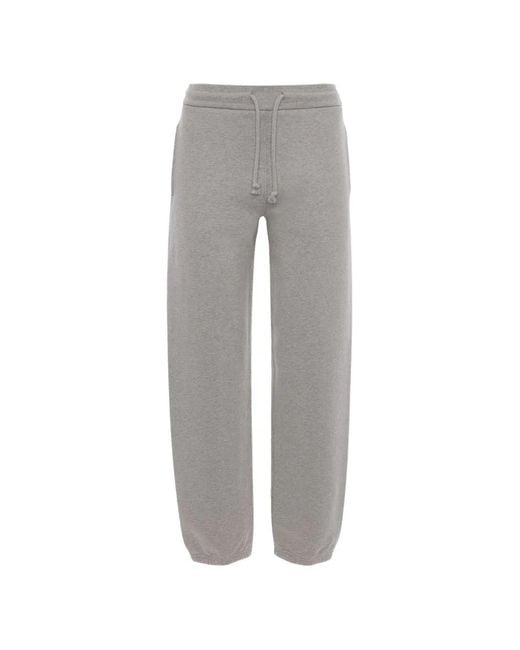 Victoria Beckham Gray Logo-Embroidered Track Pants