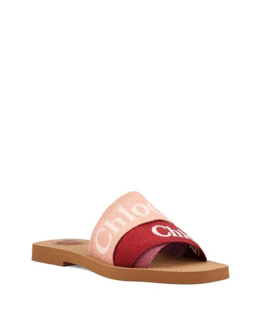 Chloé Pink Logo-Embellished Sandals